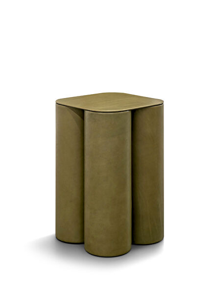 Silos Green Leather Side Table