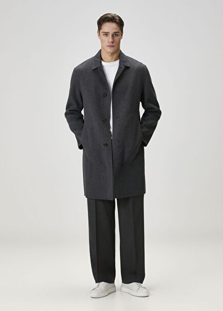 Anthracite Pleated Cashmere Trousers