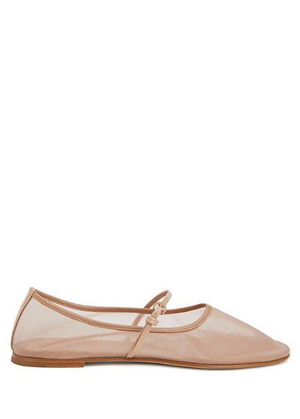 Ballet Flats With Honey Tan Mesh Texture