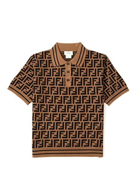 Brown Logo Polo Neck Boys' T-Shirt