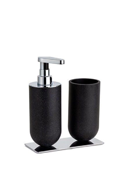 Black Chrome 2-Piece Toothbrush Holder Set