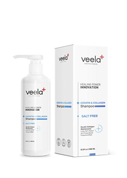 Keratin & Collagen Shampoo Salt-Free Collagen and Keratin Care Shampoo for Damaged Hair 500 ml