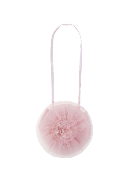 Pudra Pembe Gül Detaylı Kız Çocuk Omuz Çantası