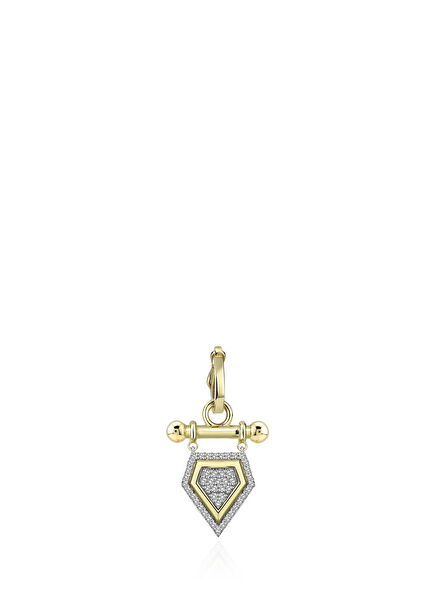 Prism Pave Charm 14K Gold Women's Diamond Pendant
