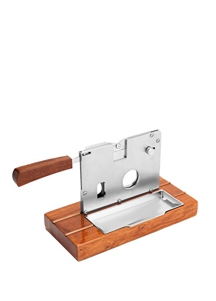 Guillotine Straight & V Cut Chrome Wood Table Cigar Cutter
