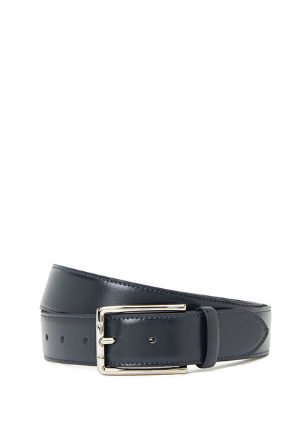 Navy Blue Men's Leather Belt