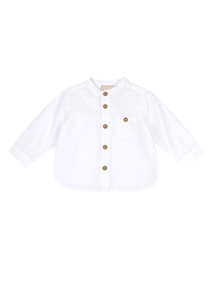 White Cotton Long Sleeve Baby Boy Korean Shirt