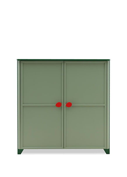 Pavri Ahşap Yeşil 2 Kapaklı Kare Gardırop