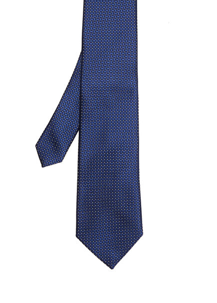 Lacivert Mikro Desenli İpek Kravat