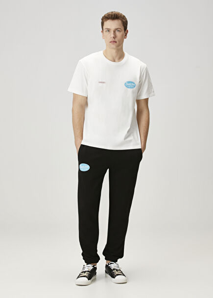 Black Slogan Detailed Jogger Sweatpants