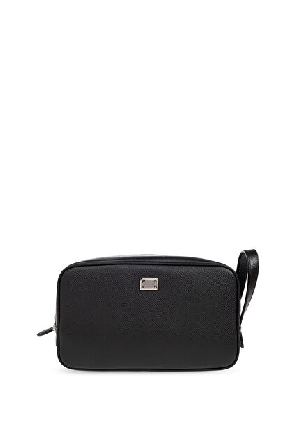 Sicily Black Men's Leather Shaving Bag
