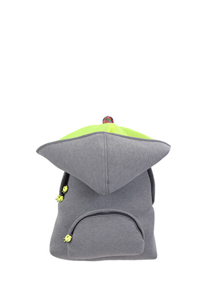 Gri Sarı Kapüşonlu Kız Çocuk Sırt Çantası