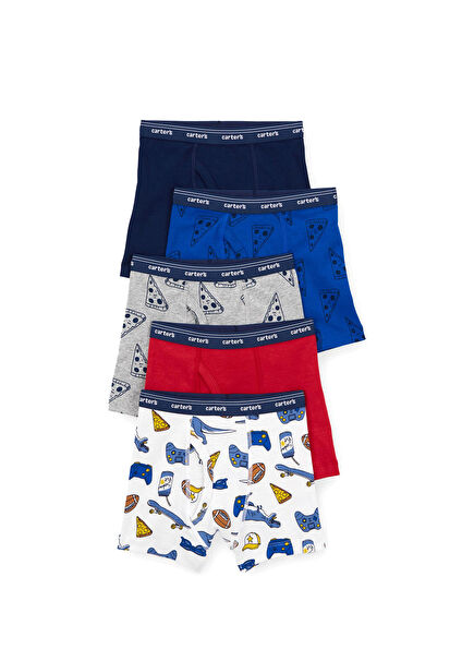 Patterned Boys' 5-Piece Boxer Set