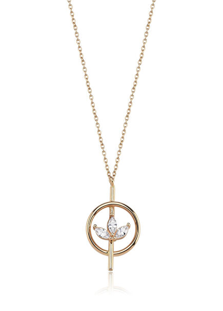 Minimal Lotus Motifli 14 Ayar Rosegold Kadın Kolye