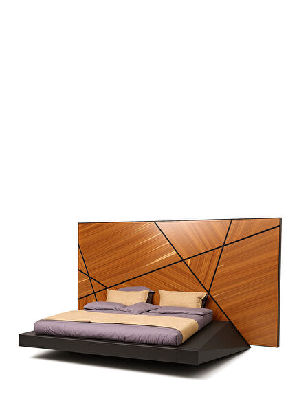 Keops Pelesenk Kaplama Deri Detaylı Çift Kişilik Karyola