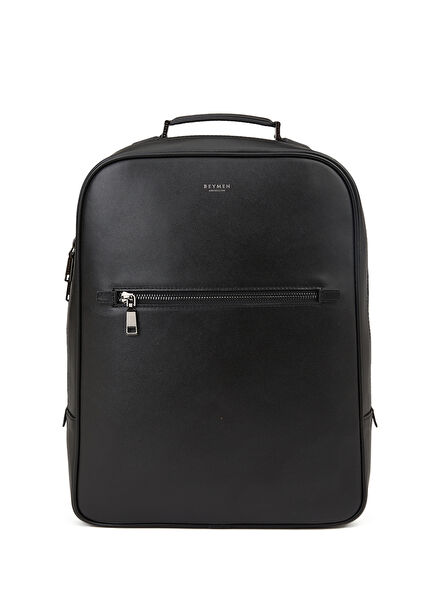 Black Men's Leather Backpack