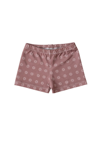 Sunny Sun Patterned Dried Rose Boys' Swim Shorts
