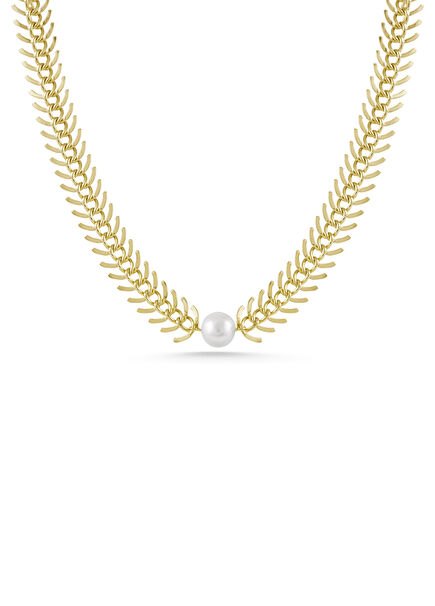 İstanbul 22 Ayar Altın Kaplama İnci Kadın Kolye