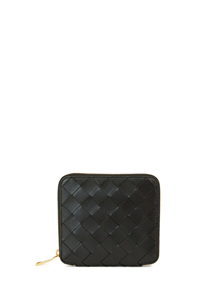 Siyah Örgü Dokulu Kadın Deri Cüzdan