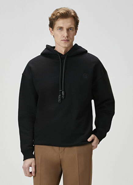 Siyah Kapüşonlu Sweatshirt