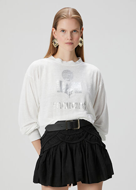 Klowia Beyaz Keten Sweatshirt