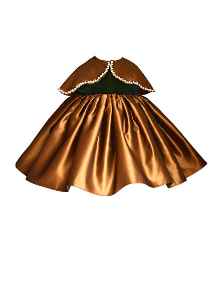 Fluffy Girls' Dress with Big Neckline