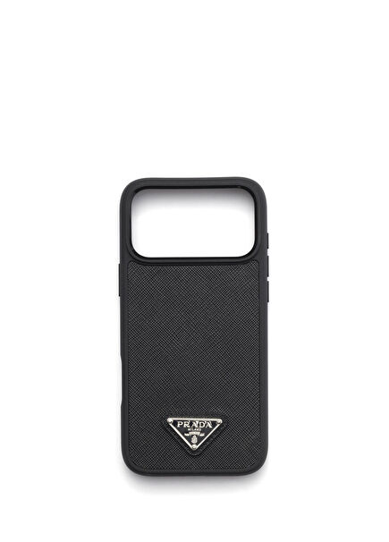 iPhone 17 Pro Max Black Saffiano Leather Phone Case