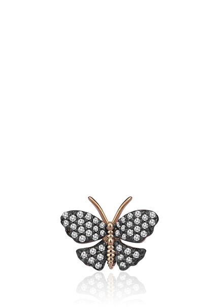 Butterfly Pırlantalı Kadın Tekli Altın Küpe