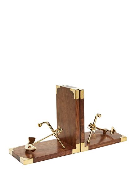 Kahverengi Gold Ahşap Kitap Tutacağı