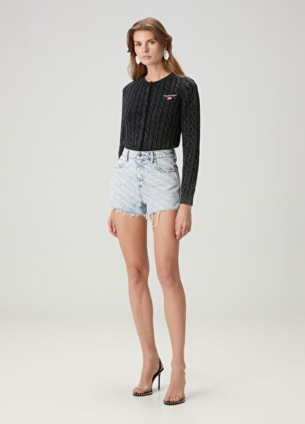 Blue Logo Denim Shorts