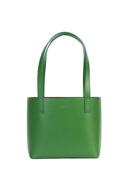 Yeşil Deri Kadın Mini Tote El Çantası