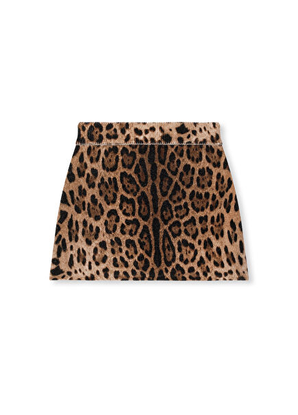 Leopar Desenli Kız Çocuk Yün Etek
