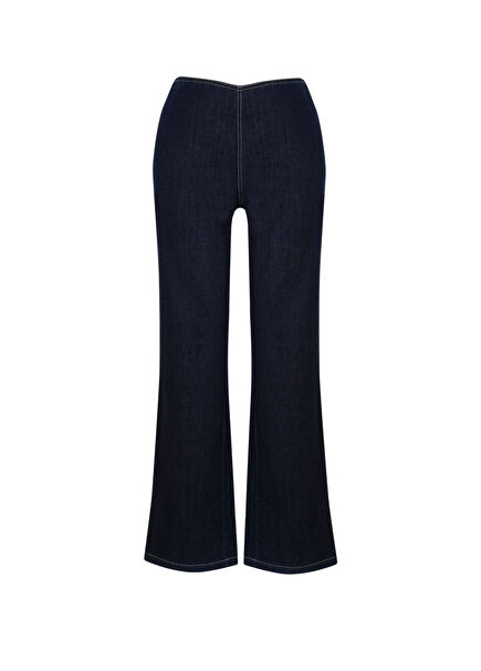 Navy Blue Tube Leg Women's Trousers