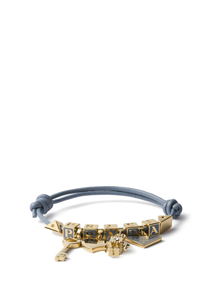 Light Blue Nappa Leather and Metal Women's Bracelet