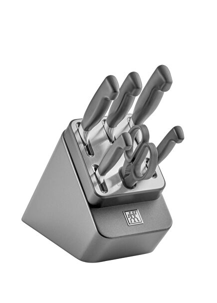 Four Star Kendinden Bilemeli 7 Parça Siyah Antrasit Blok Bıçak Seti