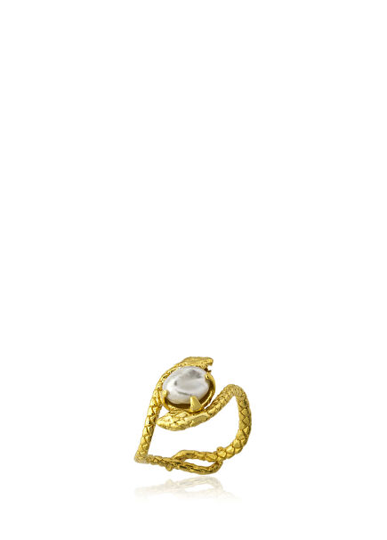 Artemis Baroque Pearl Detailed 24K Gold Plated Women's Ring