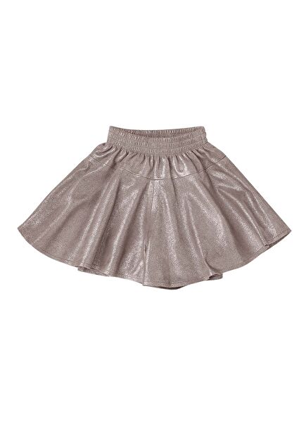 Giese Metalik Gri Kız Çocuk Deri Şort