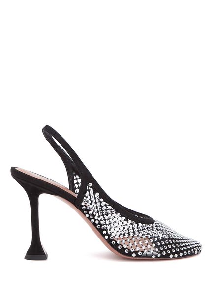 Dolly Black Stone Embroidered Heels