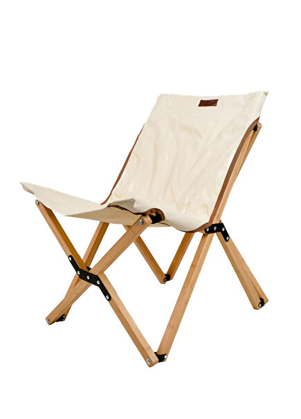 Cream Bamboo Fabric Camping Chair