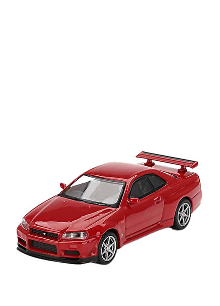1:64 Nissan Skyline GT-R R34 V-Spec Active Red Diecast Model Araba