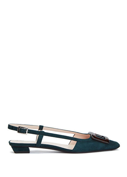 Belle Vivier Green Suede Ballet Flats
