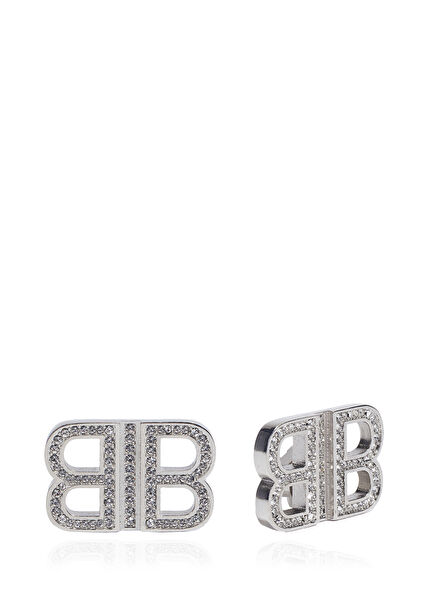 Silver Logo Detailed Women's Earrings