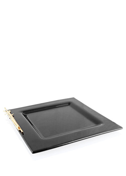 Black Gold Branch Patterned Plate