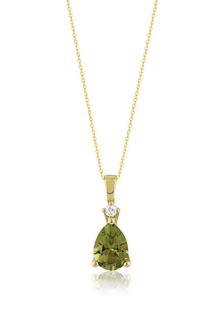 Peridot Women's Necklace with 14K Gold Diamonds