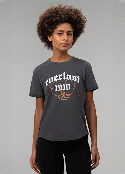 Graphic Boxing Collection Füme Comfort Fit Kısa Kollu Kadın T-Shirt