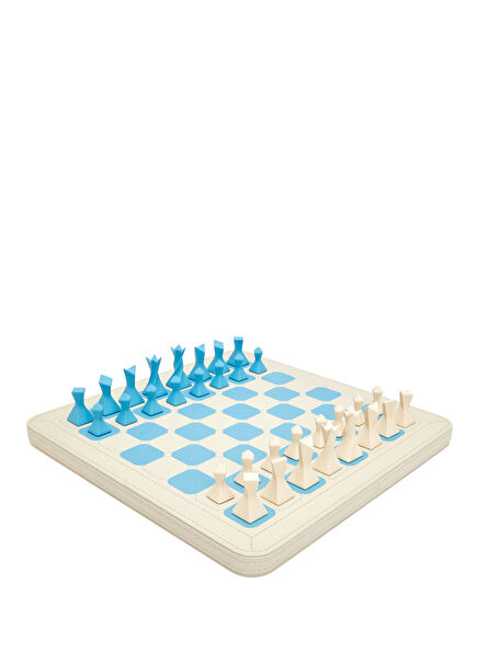 Messier Ice Blue Leather Chess Set