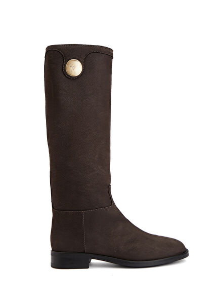 Koyu Kahverengi Kadın Deri Çizme