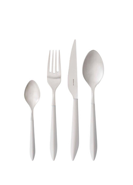 Ares Matte Ivory Steel 24 Piece Cutlery Set