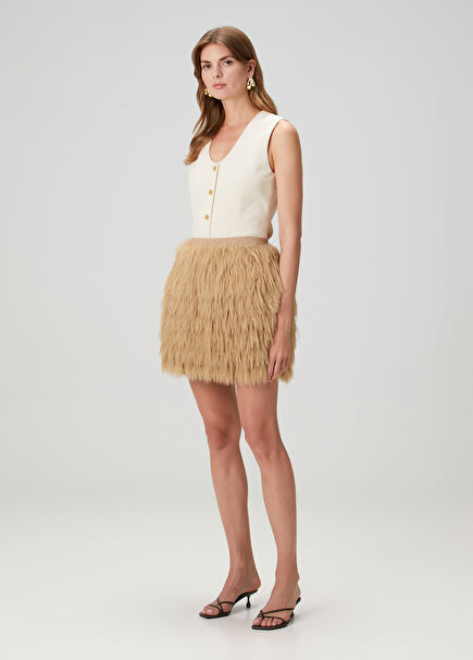 Chamie Dark Beige Mini Skirt