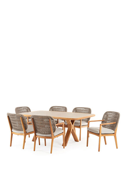 Avend Grey Porcelain Table Garden Table Set with Knitted Chair